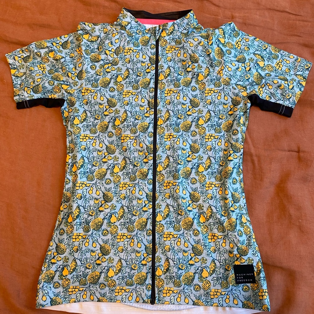 Machines for freedom fruits print cycling jersey